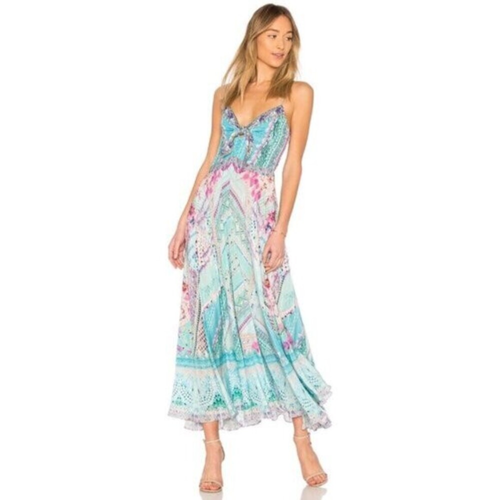 Camilla Garden State Long Dress With Tie Front Size S